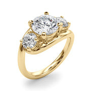 Brilliant Three-Stone Round Diamond Engagement Ring in 10K/14K gold and platinum with certified lab-grown or natural diamonds