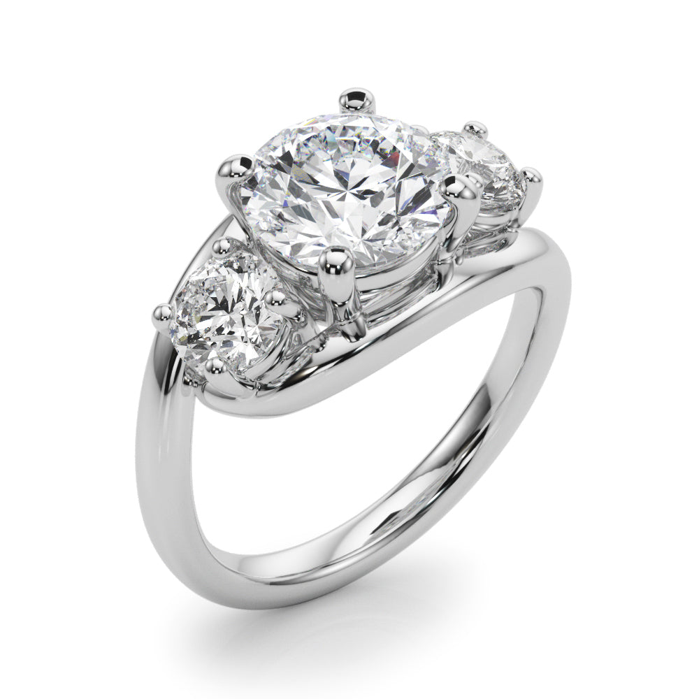 Brilliant Three-Stone Round Diamond Engagement Ring in 10K/14K gold and platinum with certified lab-grown or natural diamonds