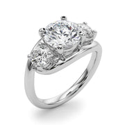 Brilliant Three-Stone Round Diamond Engagement Ring in 10K/14K gold and platinum with certified lab-grown or natural diamonds