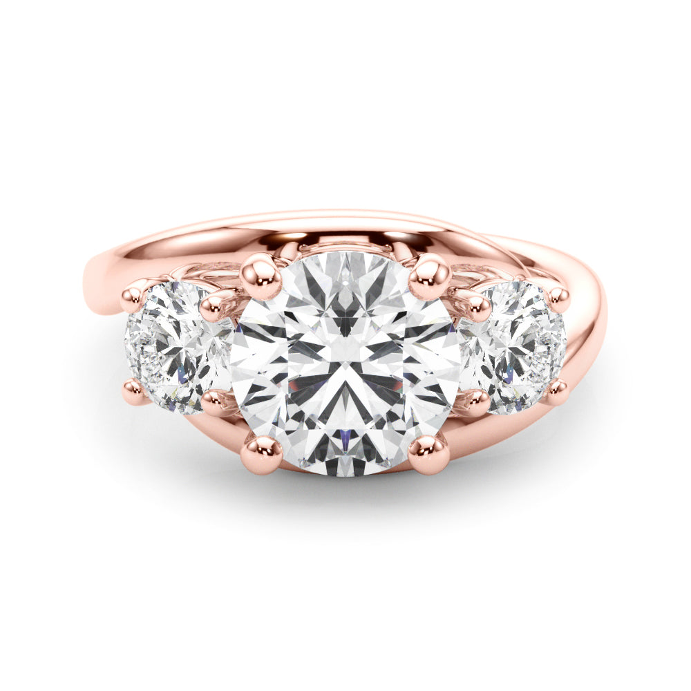 Brilliant Three-Stone Round Diamond Engagement Ring in 10K/14K gold and platinum with certified lab-grown or natural diamonds