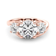 Brilliant Three-Stone Round Diamond Engagement Ring in 10K/14K gold and platinum with certified lab-grown or natural diamonds