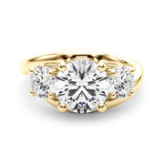 Brilliant Three-Stone Round Diamond Engagement Ring in 10K/14K gold and platinum with certified lab-grown or natural diamonds