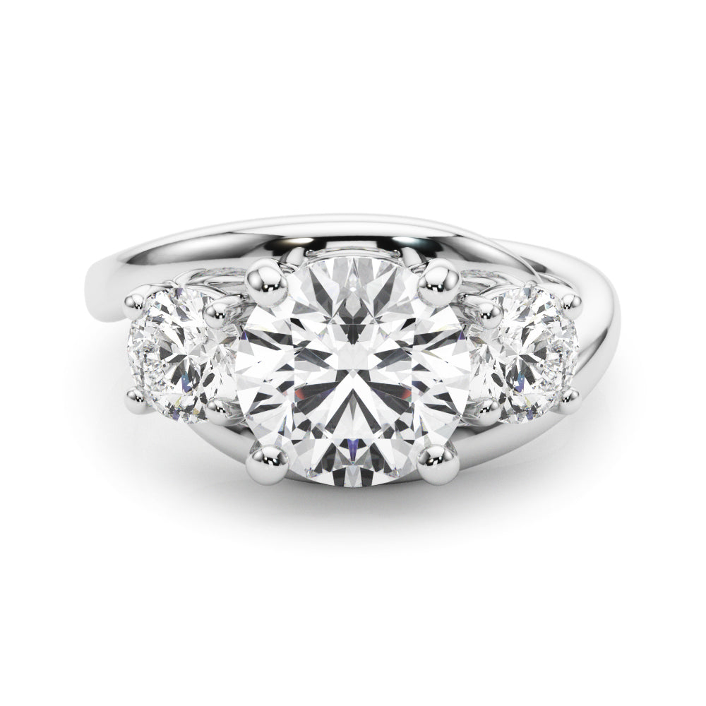 Brilliant Three-Stone Round Diamond Engagement Ring in 10K/14K gold and platinum with certified lab-grown or natural diamonds