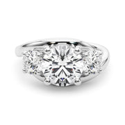Brilliant Three-Stone Round Diamond Engagement Ring in 10K/14K gold and platinum with certified lab-grown or natural diamonds