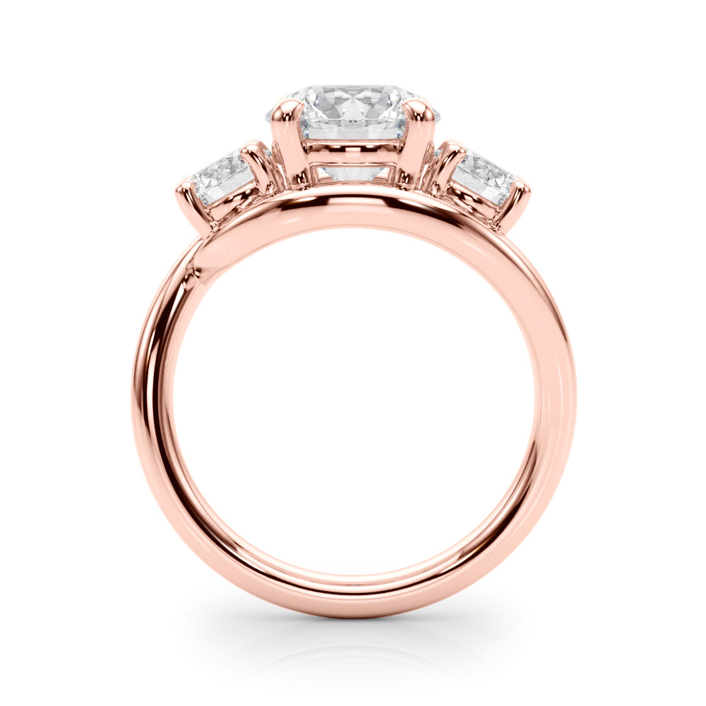 Brilliant Three-Stone Round Diamond Engagement Ring in 10K/14K gold and platinum with certified lab-grown or natural diamonds