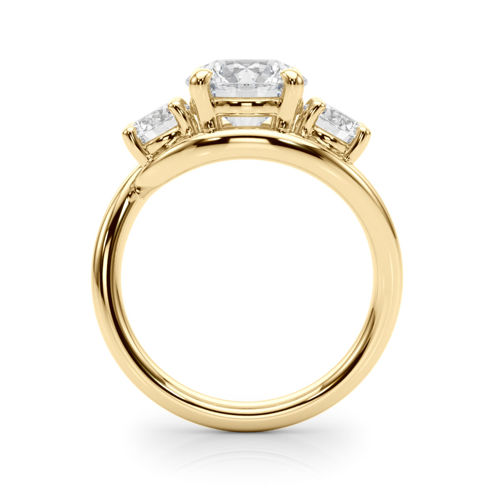 Brilliant Three-Stone Round Diamond Engagement Ring in 10K/14K gold and platinum with certified lab-grown or natural diamonds