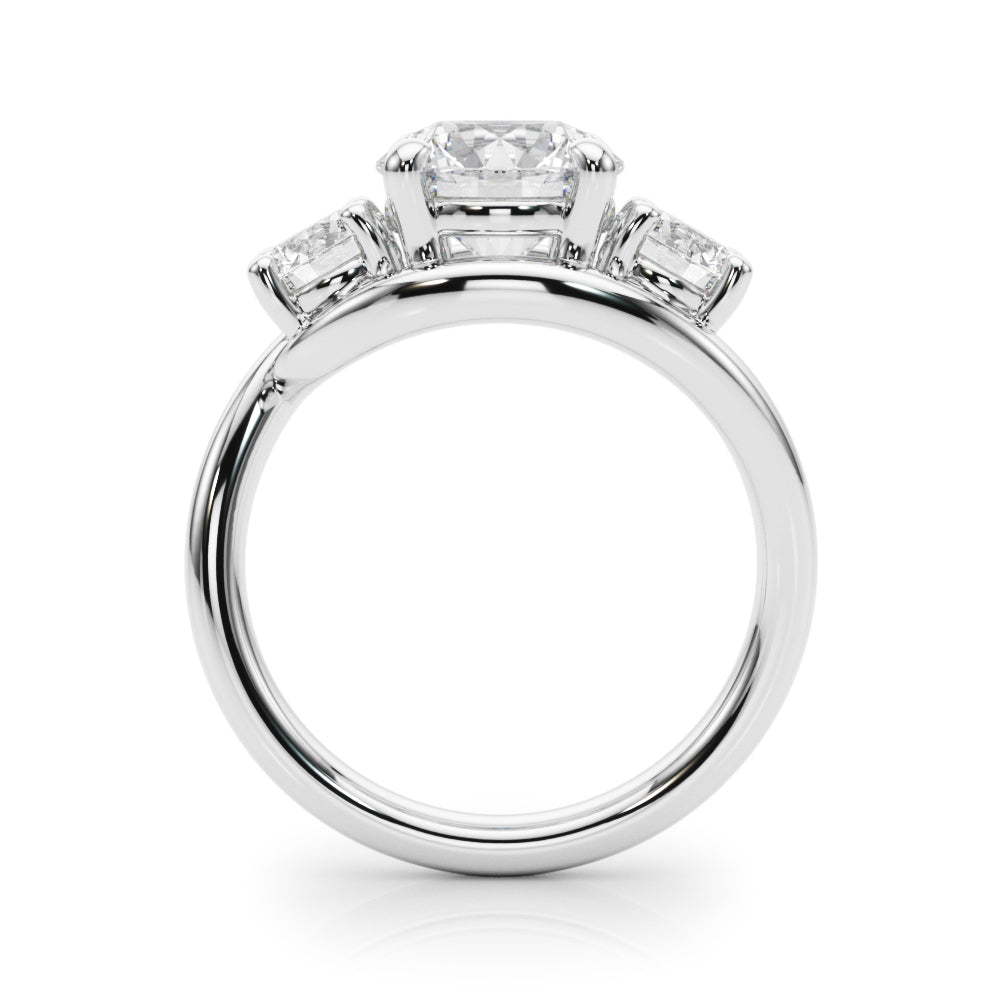 Brilliant Three-Stone Round Diamond Engagement Ring in 10K/14K gold and platinum with certified lab-grown or natural diamonds
