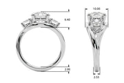 Brilliant Three-Stone Round Diamond Engagement Ring in 10K/14K gold and platinum with certified lab-grown or natural diamonds
