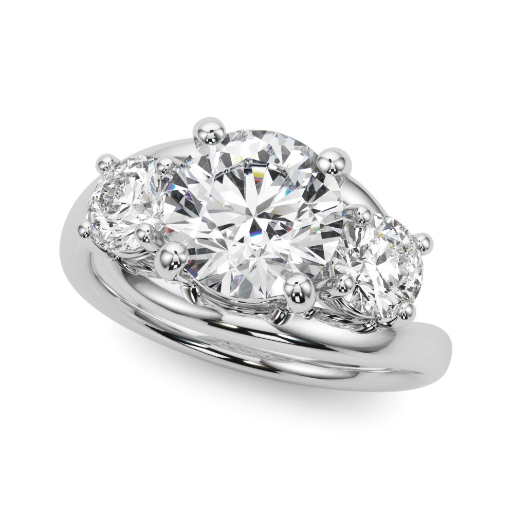 Brilliant Three-Stone Round Diamond Engagement Ring in 10K/14K gold and platinum with certified lab-grown or natural diamonds