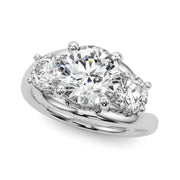 Brilliant Three-Stone Round Diamond Engagement Ring in 10K/14K gold and platinum with certified lab-grown or natural diamonds