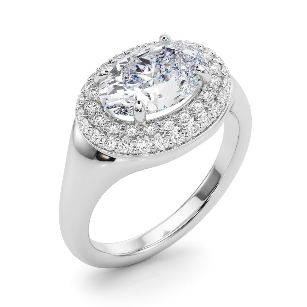 Pristine Trellis Oval Diamond Engagement Ring in 10K/14K gold and platinum with certified lab-grown or natural diamonds