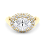 Pristine Trellis Oval Diamond Engagement Ring in 10K/14K gold and platinum with certified lab-grown or natural diamonds