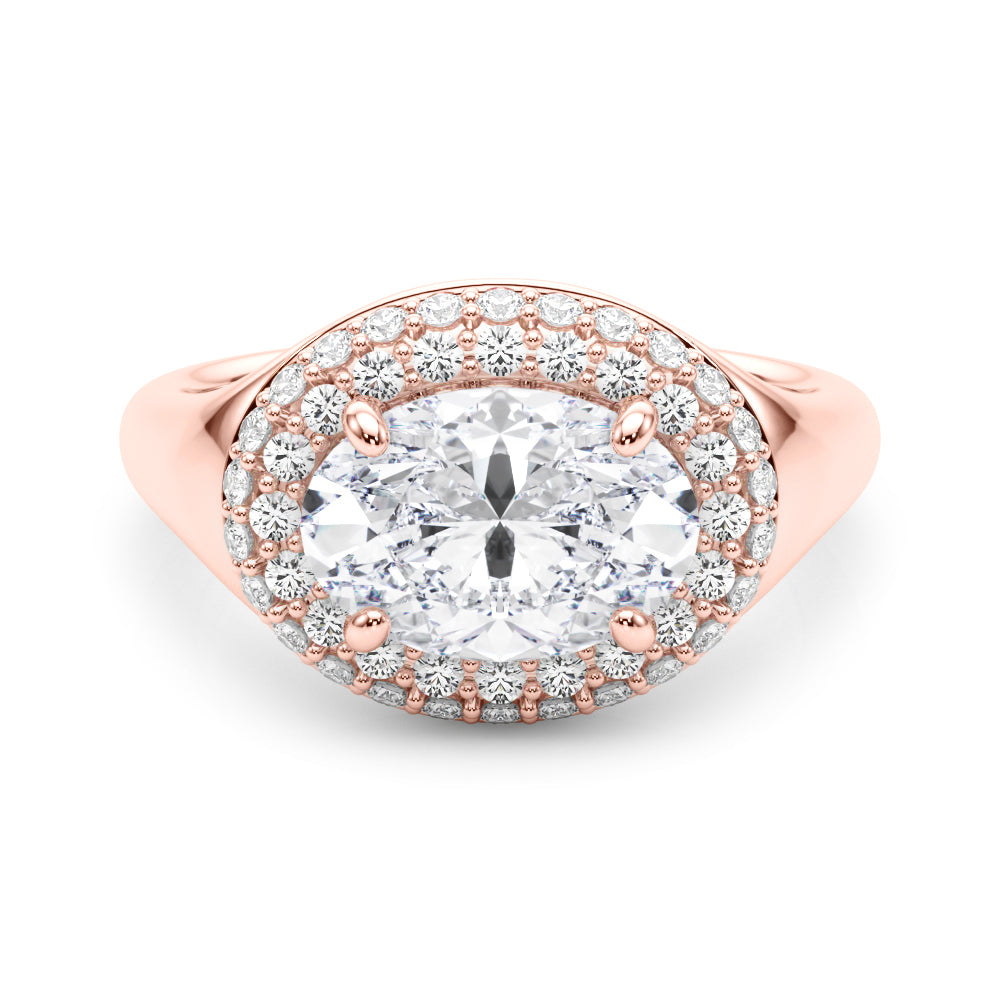 Pristine Trellis Oval Diamond Engagement Ring in 10K/14K gold and platinum with certified lab-grown or natural diamonds