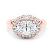 Pristine Trellis Oval Diamond Engagement Ring in 10K/14K gold and platinum with certified lab-grown or natural diamonds
