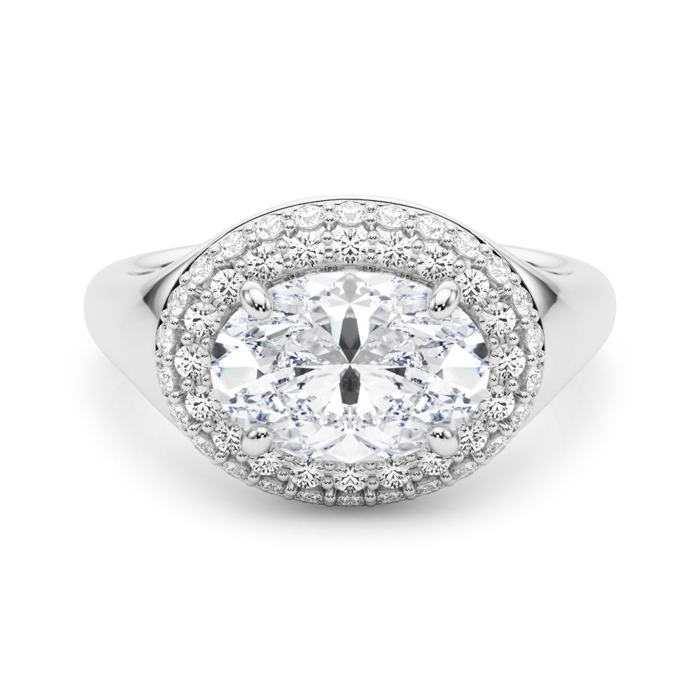 Pristine Trellis Oval Diamond Engagement Ring in 10K/14K gold and platinum with certified lab-grown or natural diamonds