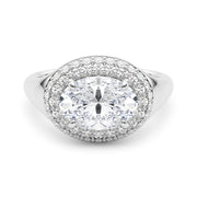 Pristine Trellis Oval Diamond Engagement Ring in 10K/14K gold and platinum with certified lab-grown or natural diamonds