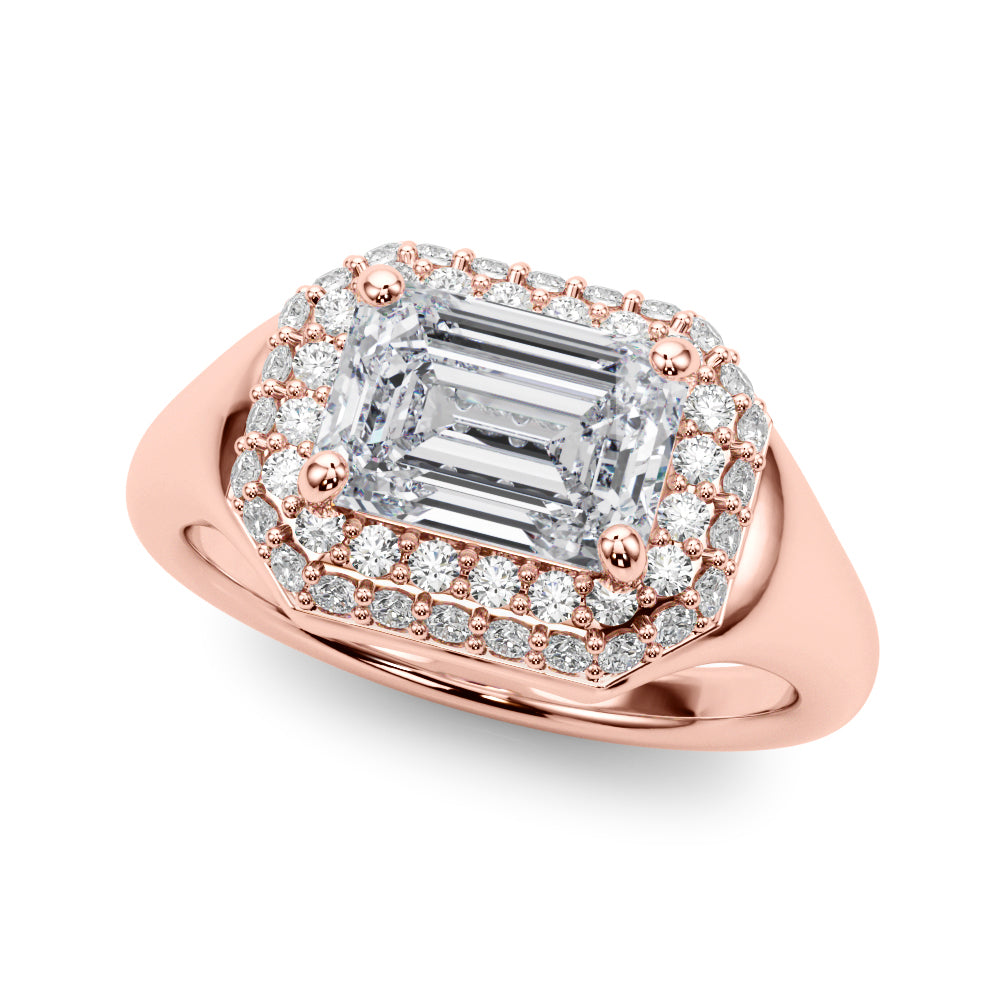 Adored Trellis Emerald Diamond Engagement Ring in 10K/14K gold and platinum with certified lab-grown or natural diamonds