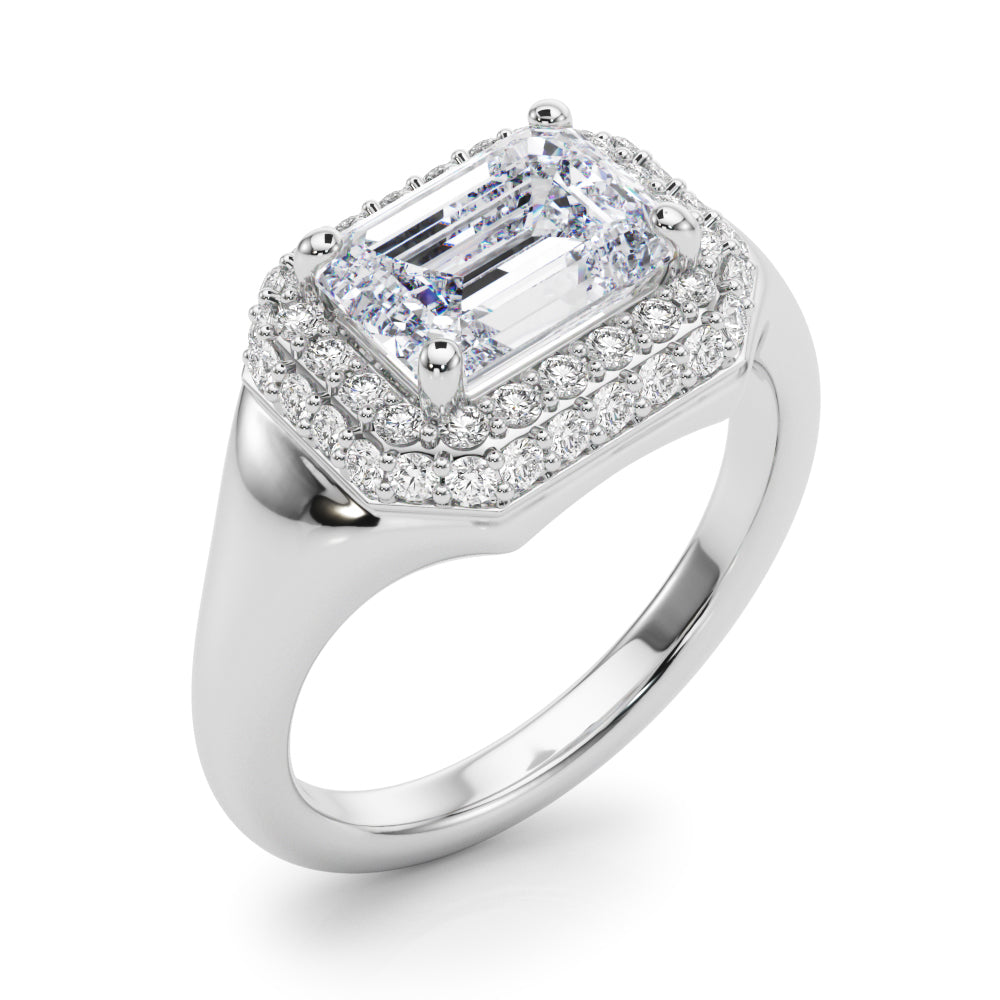 Adored Trellis Emerald Diamond Engagement Ring in 10K/14K gold and platinum with certified lab-grown or natural diamonds