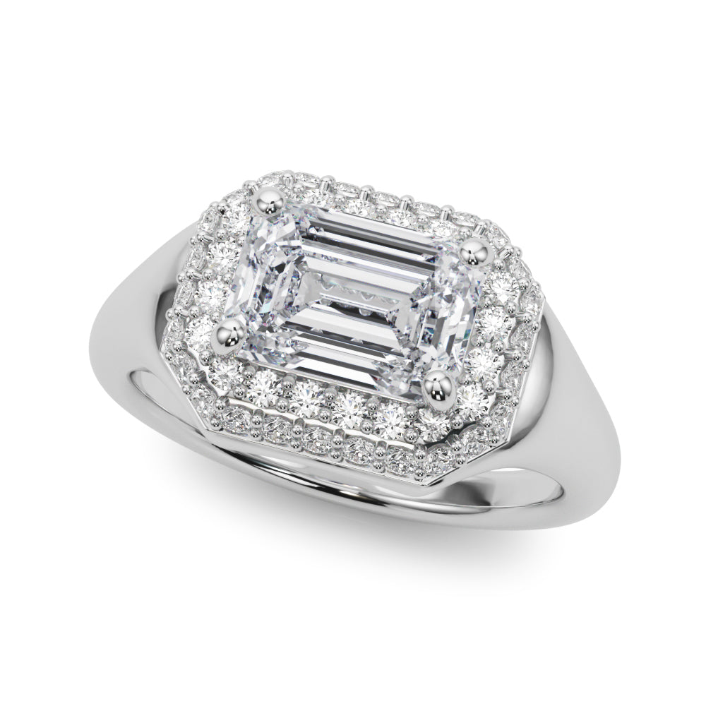 Adored Trellis Emerald Diamond Engagement Ring in 10K/14K gold and platinum with certified lab-grown or natural diamonds