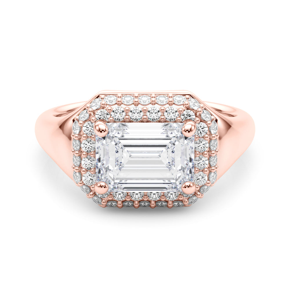 Adored Trellis Emerald Diamond Engagement Ring in 10K/14K gold and platinum with certified lab-grown or natural diamonds