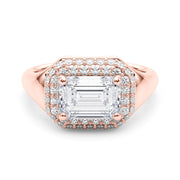 Adored Trellis Emerald Diamond Engagement Ring in 10K/14K gold and platinum with certified lab-grown or natural diamonds