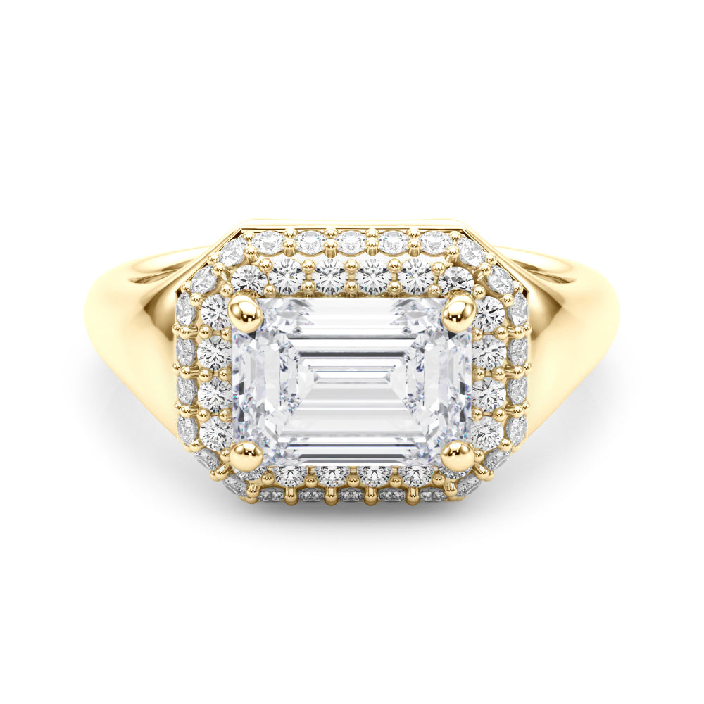 Adored Trellis Emerald Diamond Engagement Ring in 10K/14K gold and platinum with certified lab-grown or natural diamonds