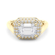 Adored Trellis Emerald Diamond Engagement Ring in 10K/14K gold and platinum with certified lab-grown or natural diamonds