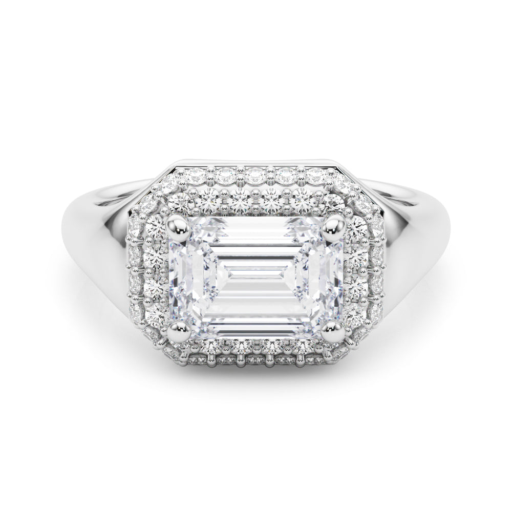 Adored Trellis Emerald Diamond Engagement Ring in 10K/14K gold and platinum with certified lab-grown or natural diamonds
