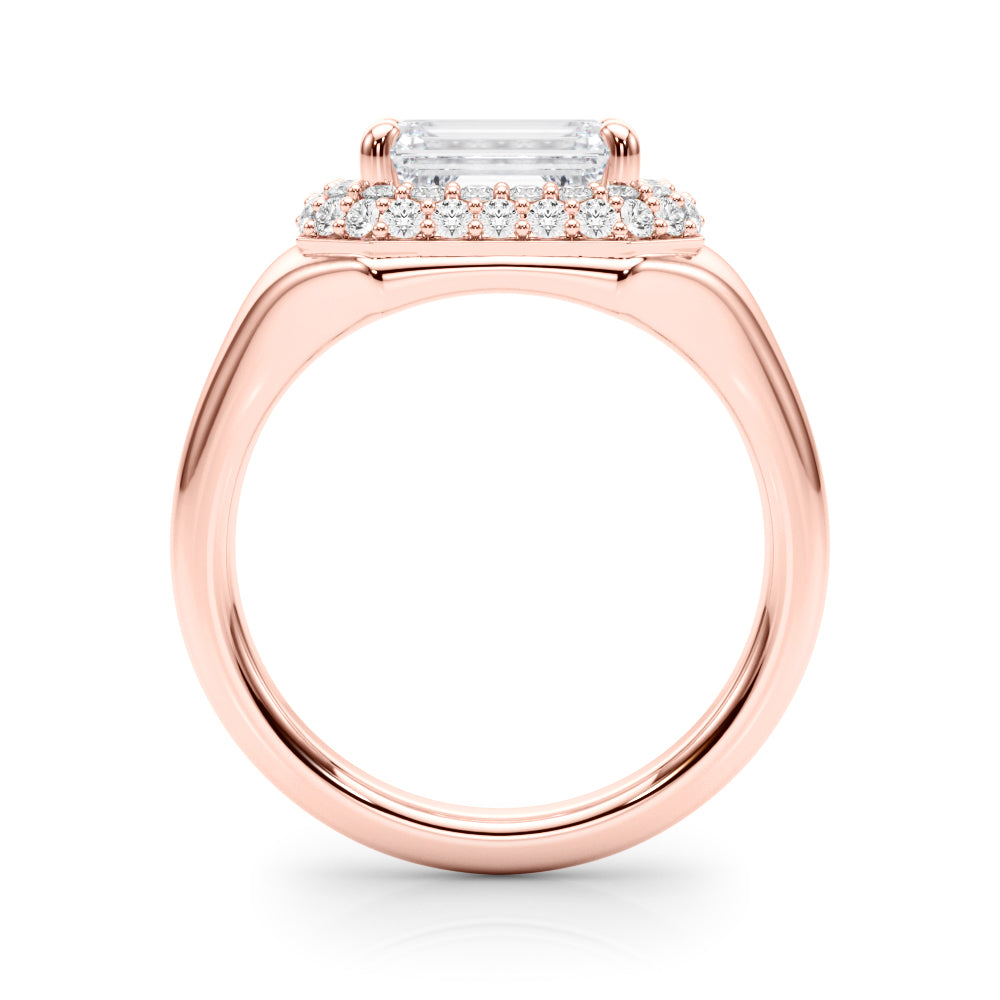 Adored Trellis Emerald Diamond Engagement Ring in 10K/14K gold and platinum with certified lab-grown or natural diamonds