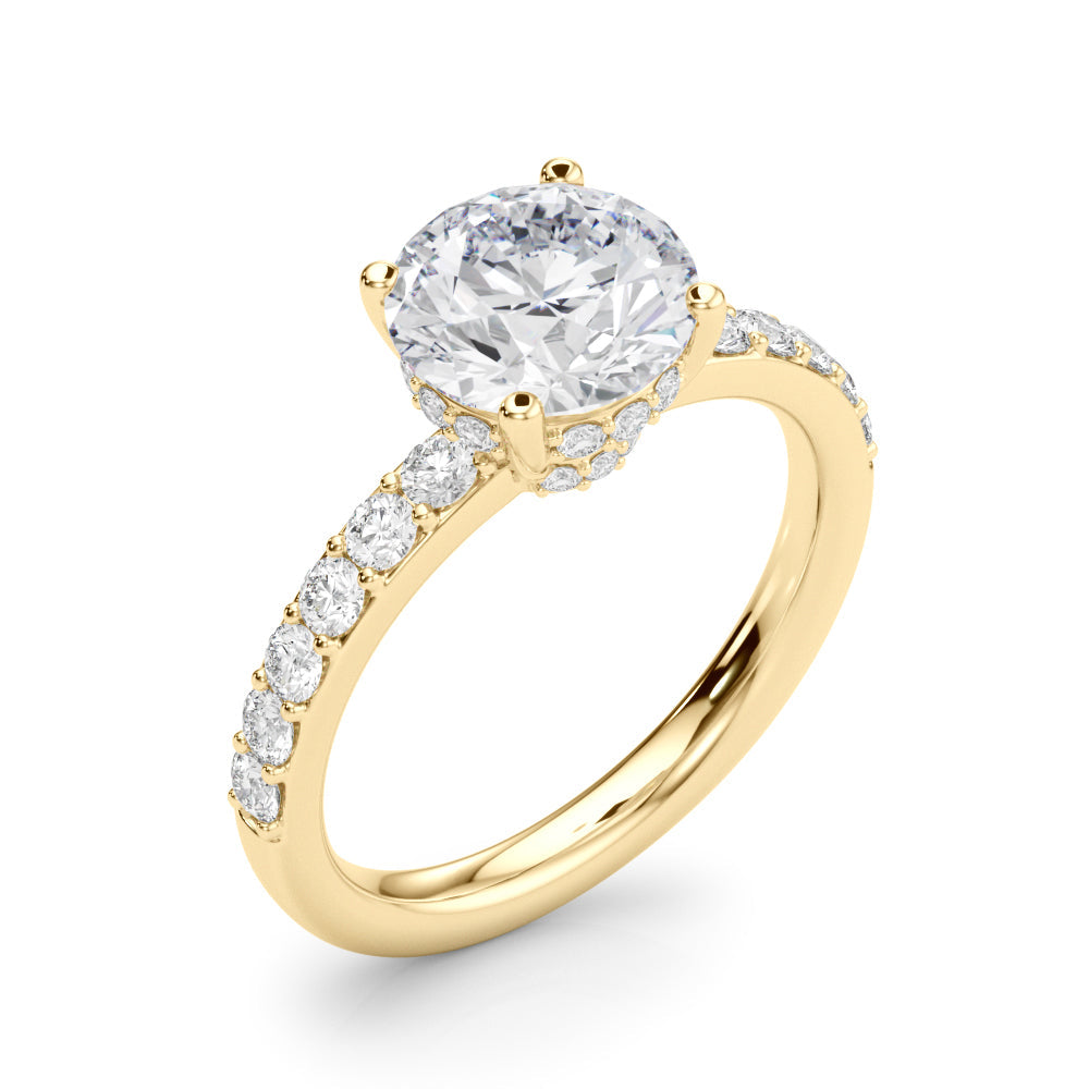 Cherished Rd Center Round Diamond Engagement Ring in 10K/14K gold and platinum with certified lab-grown or natural diamonds