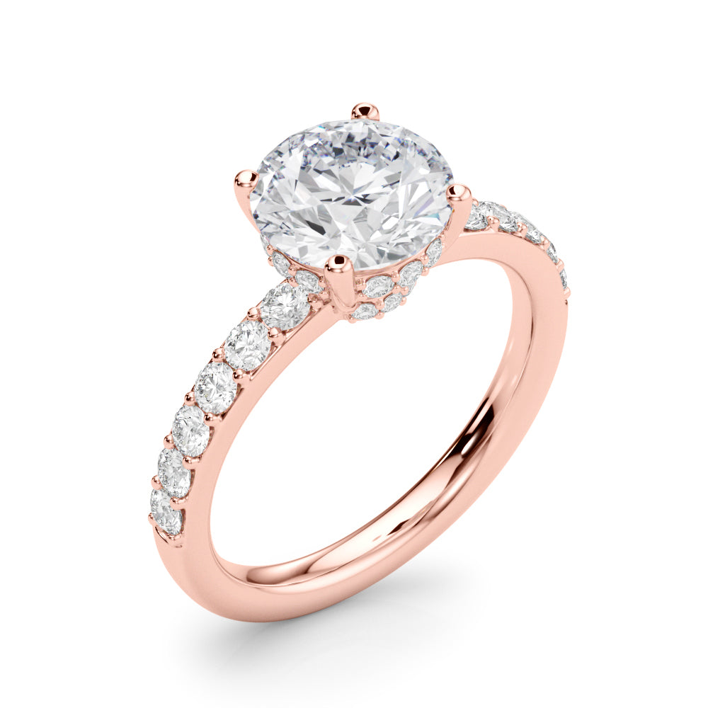 Cherished Rd Center Round Diamond Engagement Ring in 10K/14K gold and platinum with certified lab-grown or natural diamonds