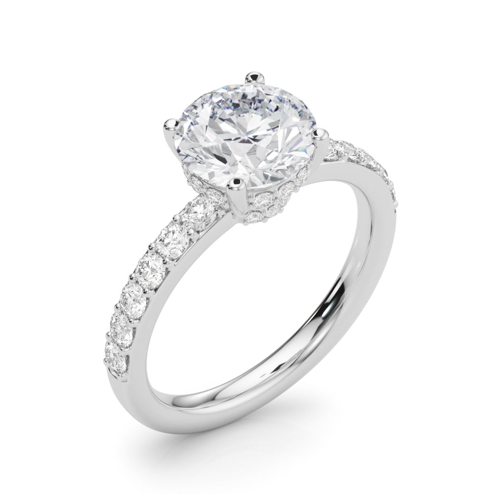 Cherished Rd Center Round Diamond Engagement Ring in 10K/14K gold and platinum with certified lab-grown or natural diamonds