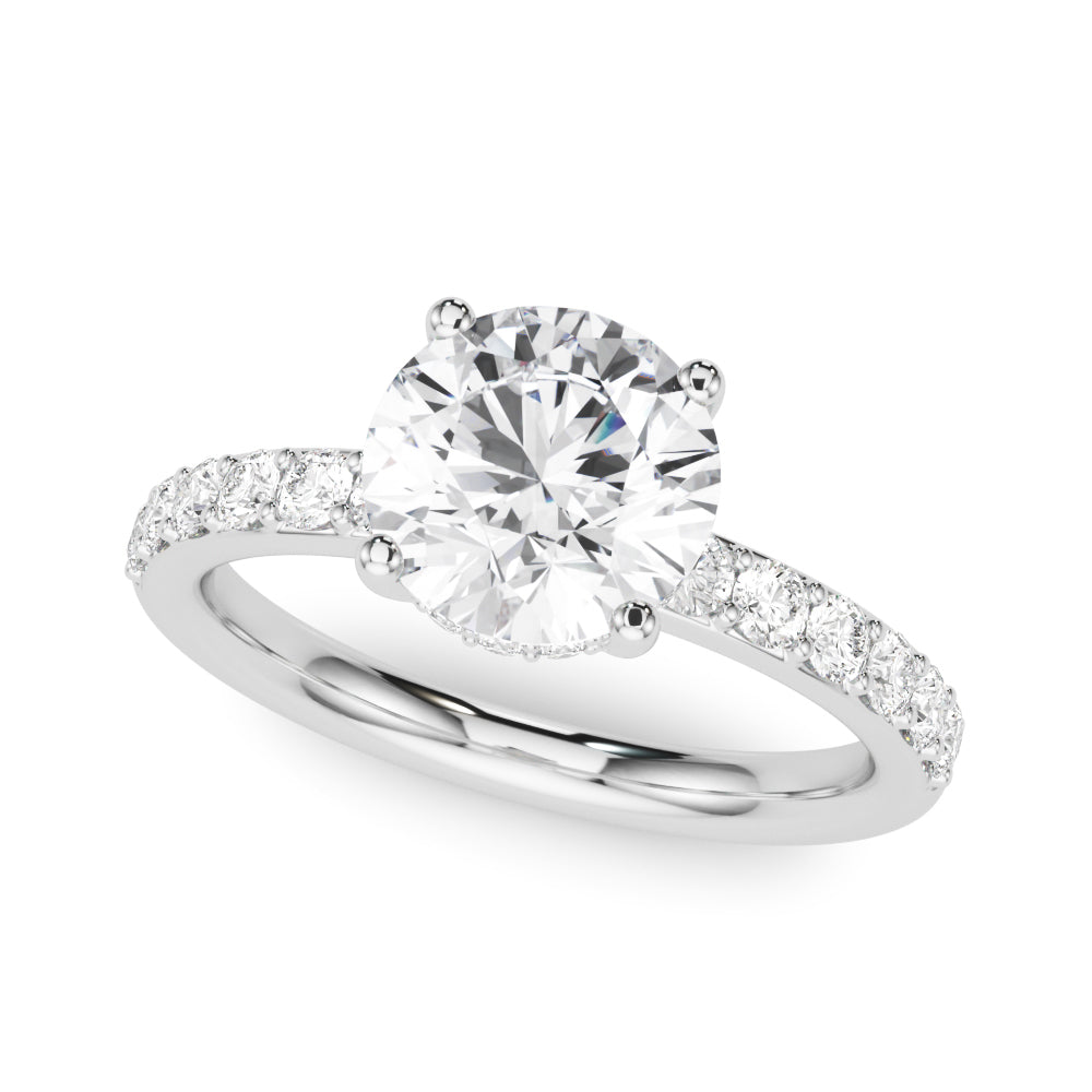 Cherished Rd Center Round Diamond Engagement Ring in 10K/14K gold and platinum with certified lab-grown or natural diamonds