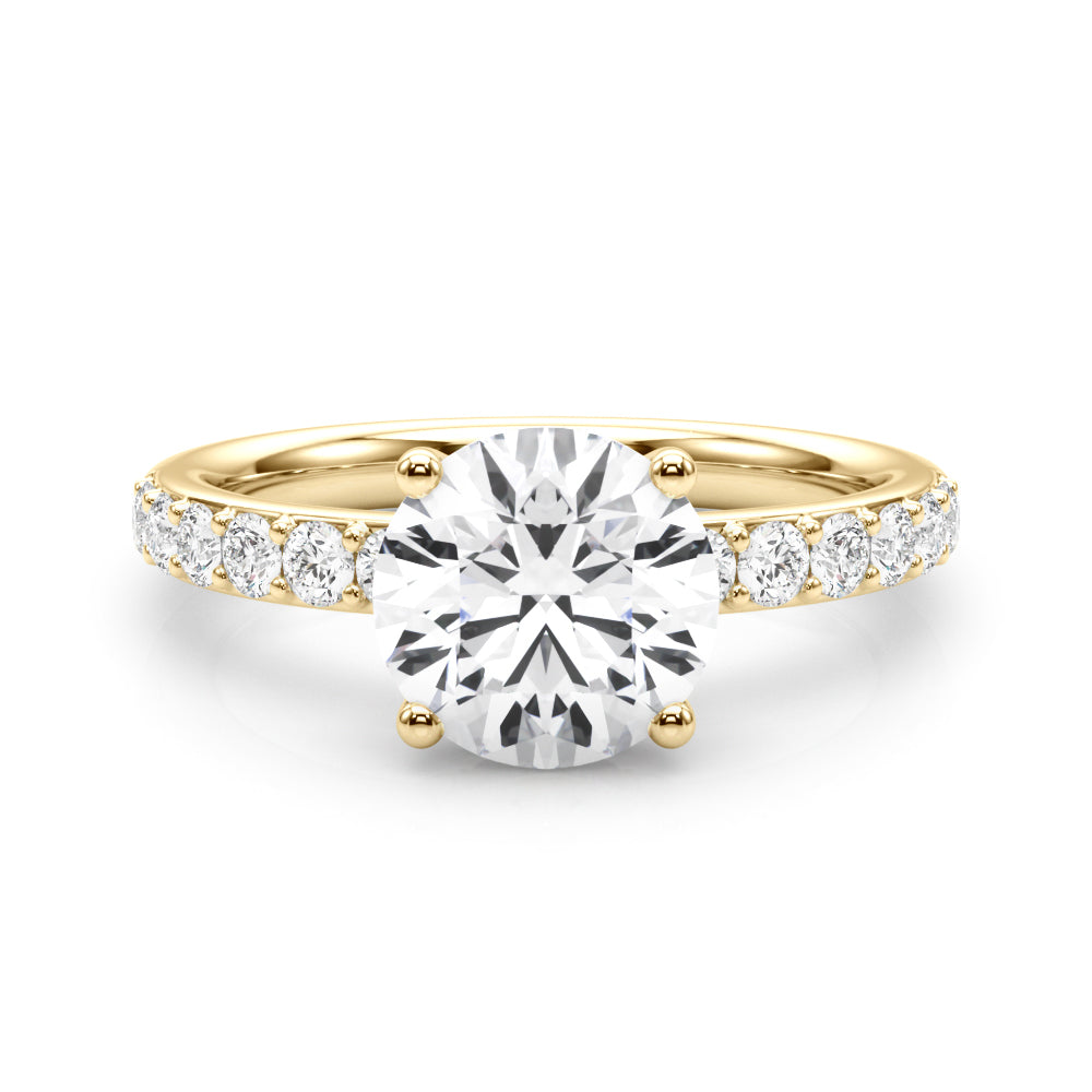 Cherished Rd Center Round Diamond Engagement Ring in 10K/14K gold and platinum with certified lab-grown or natural diamonds