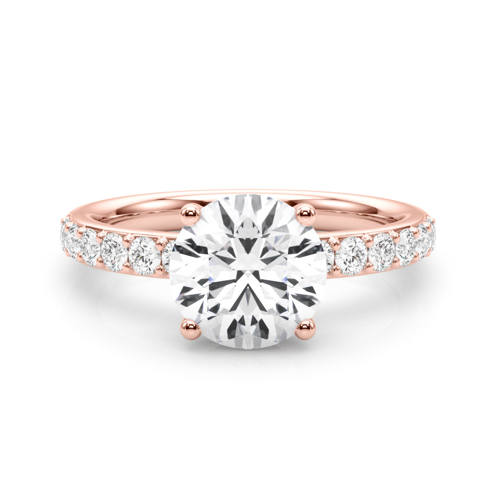 Cherished Rd Center Round Diamond Engagement Ring in 10K/14K gold and platinum with certified lab-grown or natural diamonds