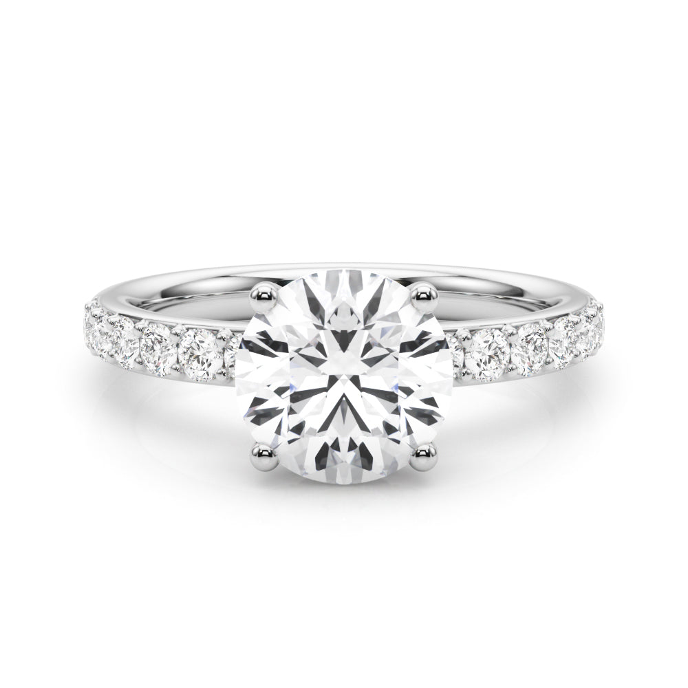 Cherished Rd Center Round Diamond Engagement Ring in 10K/14K gold and platinum with certified lab-grown or natural diamonds