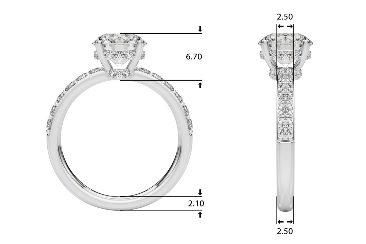 Cherished Rd Center Round Diamond Engagement Ring in 10K/14K gold and platinum with certified lab-grown or natural diamonds