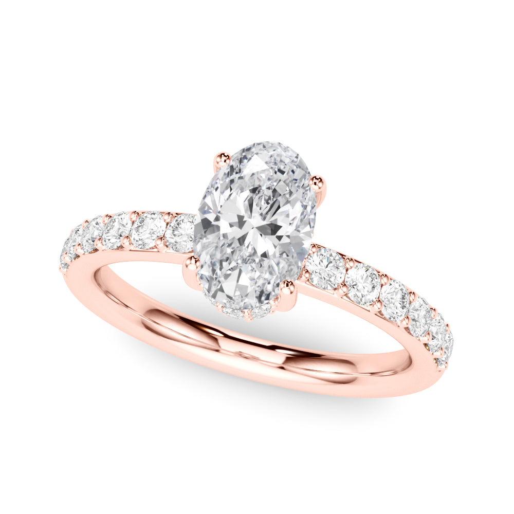 Noble Oval Center Oval Diamond Engagement Ring in 10K/14K gold and platinum with certified lab-grown or natural diamonds