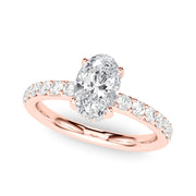 Noble Oval Center Oval Diamond Engagement Ring in 10K/14K gold and platinum with certified lab-grown or natural diamonds