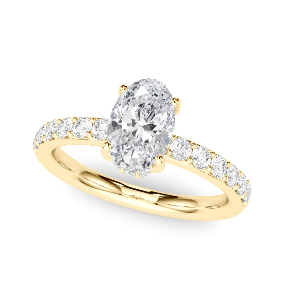 Noble Oval Center Oval Diamond Engagement Ring in 10K/14K gold and platinum with certified lab-grown or natural diamonds
