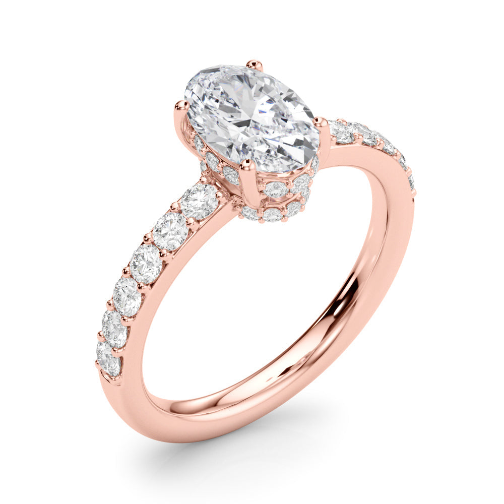 Noble Oval Center Oval Diamond Engagement Ring in 10K/14K gold and platinum with certified lab-grown or natural diamonds