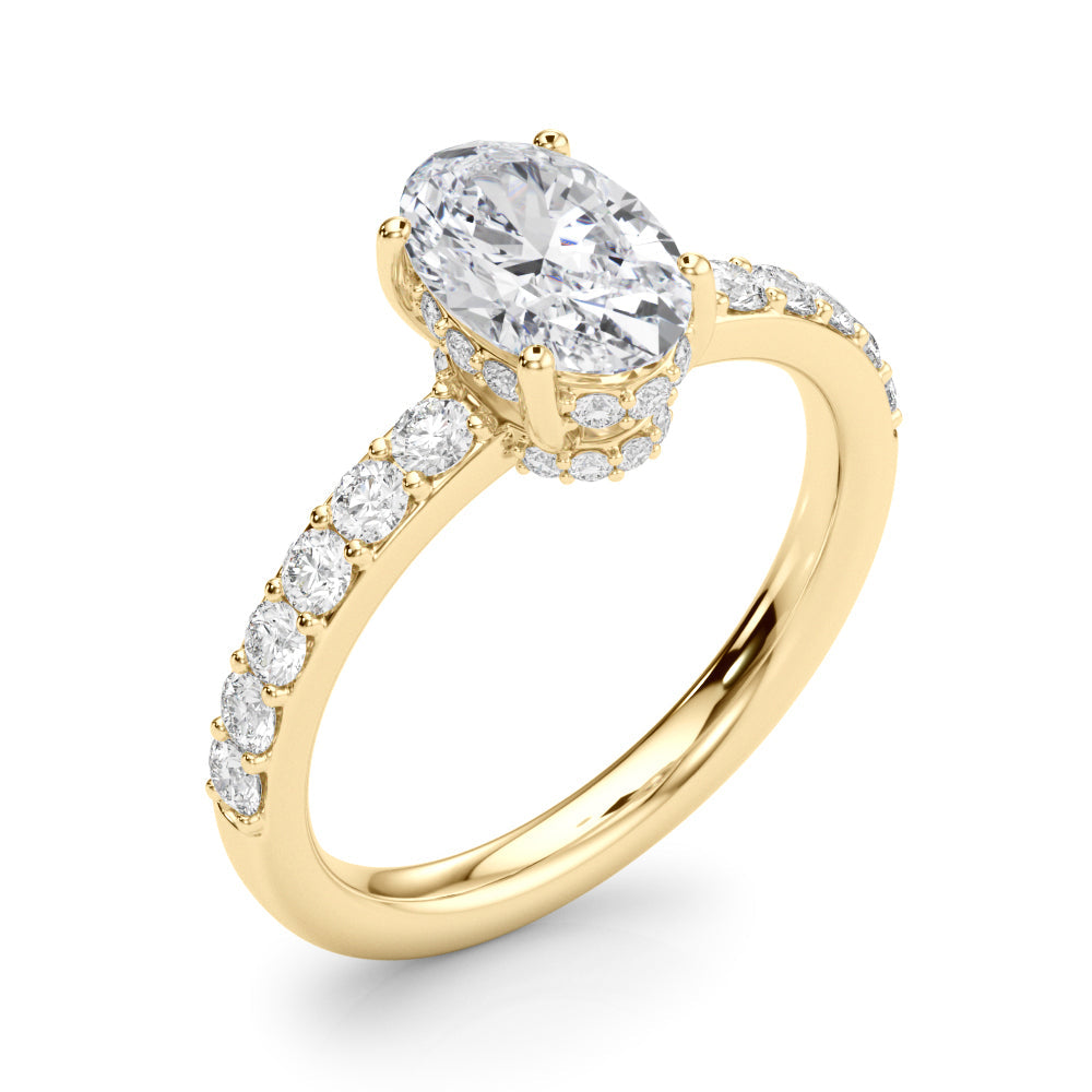 Noble Oval Center Oval Diamond Engagement Ring in 10K/14K gold and platinum with certified lab-grown or natural diamonds