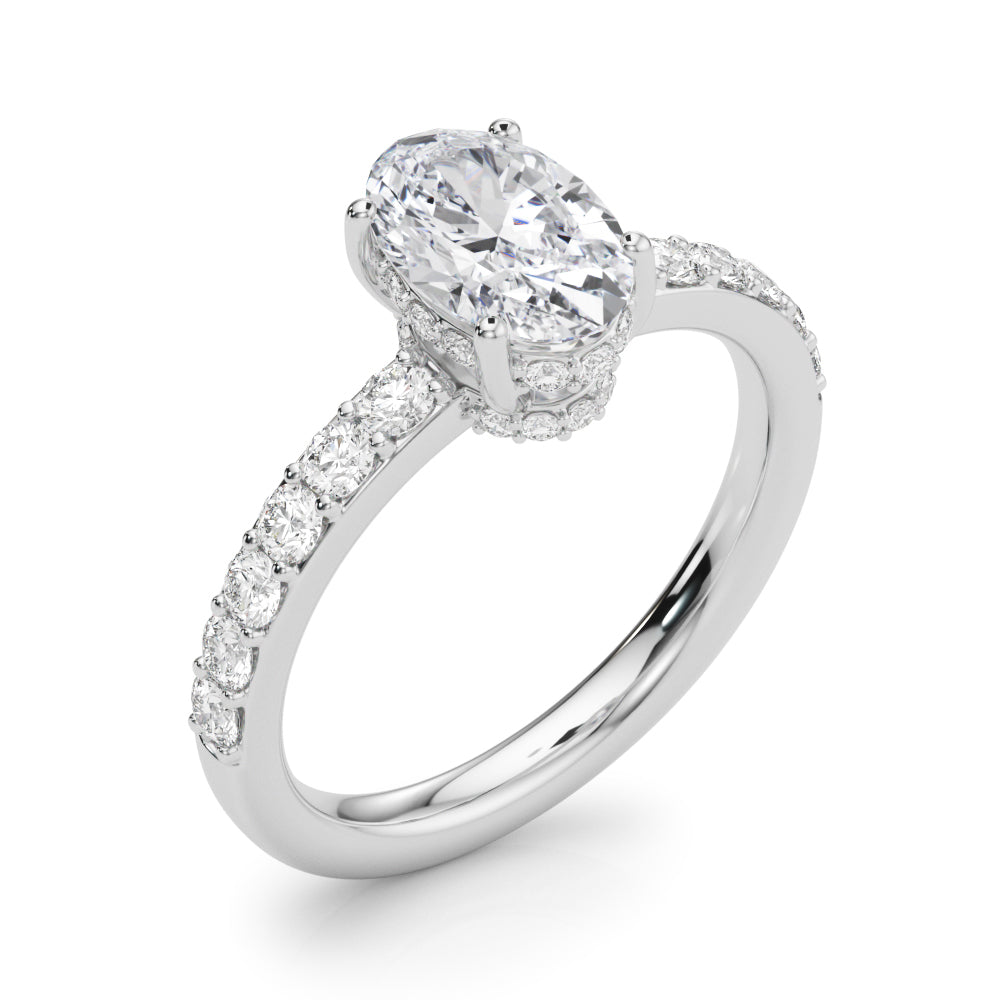 Noble Oval Center Oval Diamond Engagement Ring in 10K/14K gold and platinum with certified lab-grown or natural diamonds