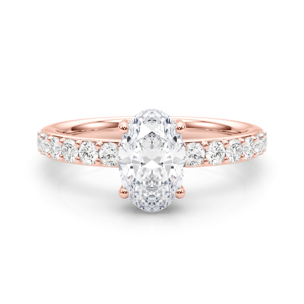 Noble Oval Center Oval Diamond Engagement Ring in 10K/14K gold and platinum with certified lab-grown or natural diamonds