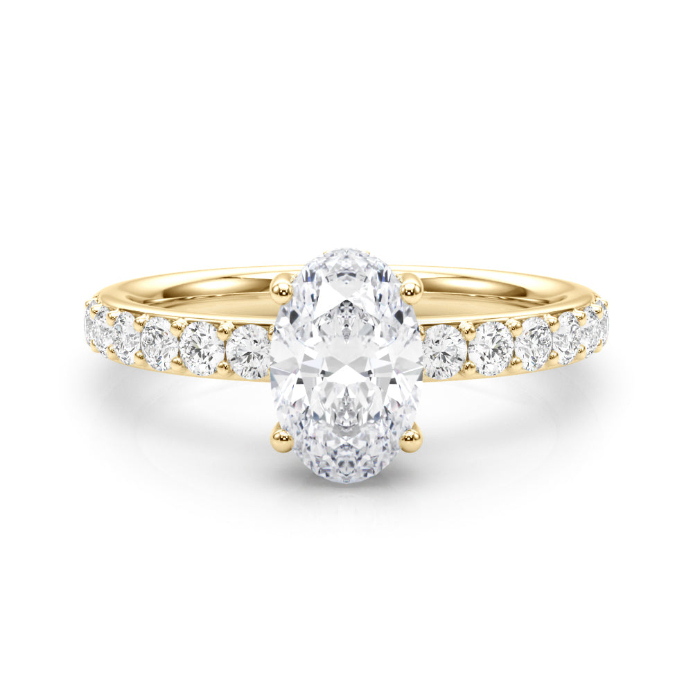 Noble Oval Center Oval Diamond Engagement Ring in 10K/14K gold and platinum with certified lab-grown or natural diamonds