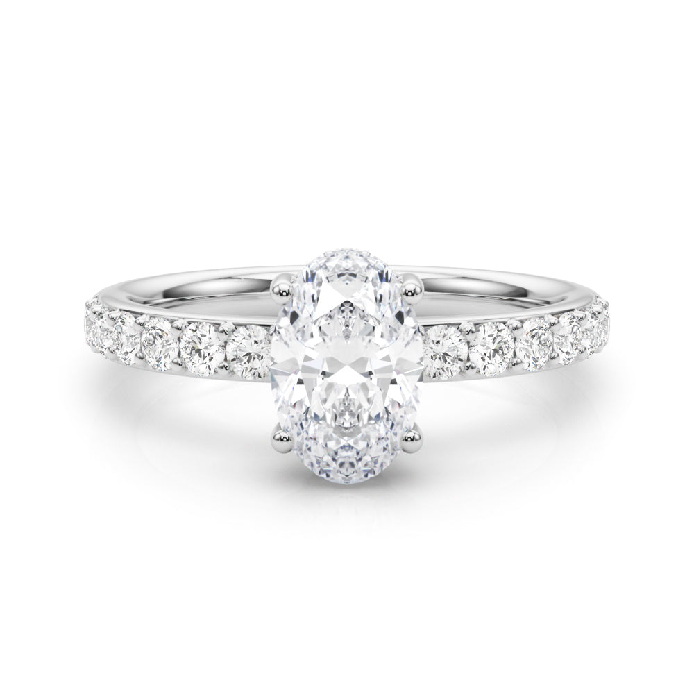 Noble Oval Center Oval Diamond Engagement Ring in 10K/14K gold and platinum with certified lab-grown or natural diamonds