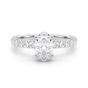 Noble Oval Center Oval Diamond Engagement Ring in 10K/14K gold and platinum with certified lab-grown or natural diamonds
