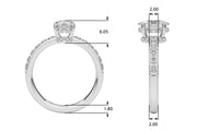 Noble Oval Center Oval Diamond Engagement Ring in 10K/14K gold and platinum with certified lab-grown or natural diamonds