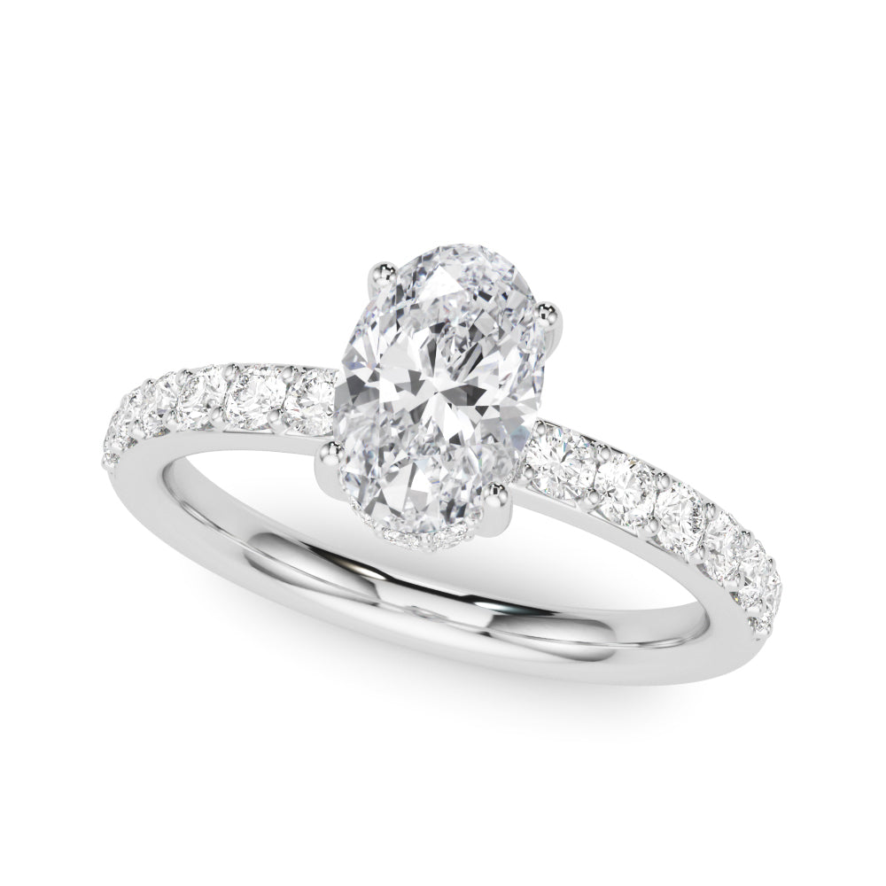 Noble Oval Center Oval Diamond Engagement Ring in 10K/14K gold and platinum with certified lab-grown or natural diamonds
