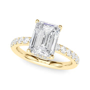 Classic Em Center Emerald Diamond Engagement Ring in 10K/14K gold and platinum with certified lab-grown or natural diamonds